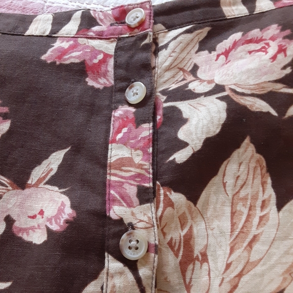 CHAPS, Linen Blend, Button Front Floral Pattern Midi Skirt Size 14 - Picture 6 of 10